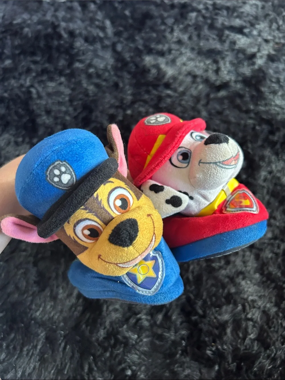 Paw Patrol Plush Slippers Chase (Blue) & Marshall (Red)